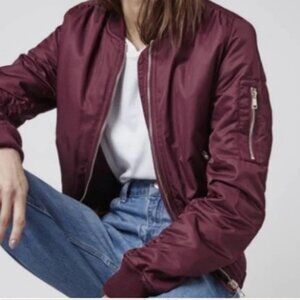 Gently Loved Gap Maroon Bomber Jacket - Size Small